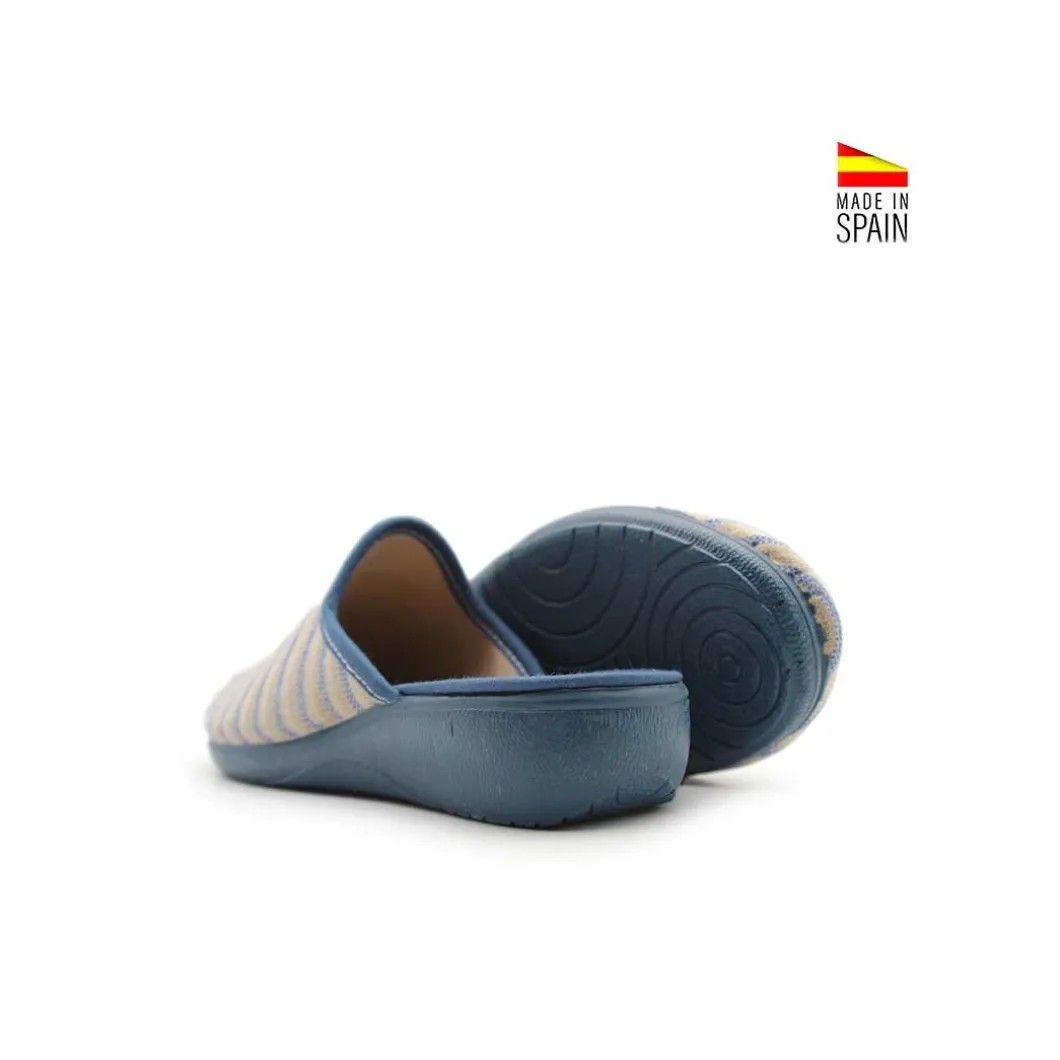 Zueco de casa verano azul con cuña