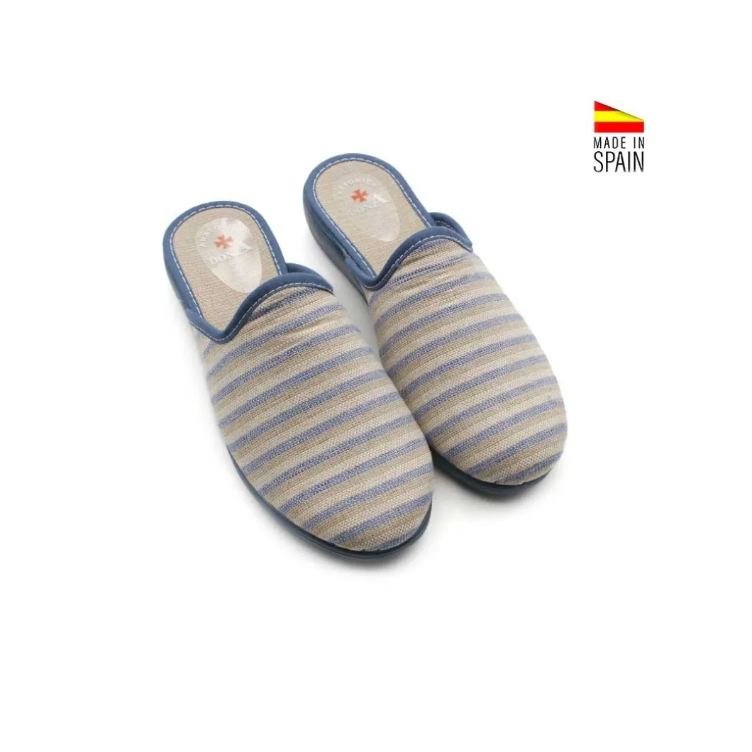 Zueco de casa verano azul con cuña