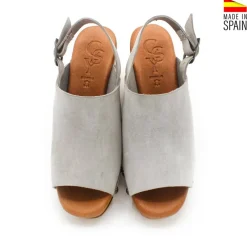 Zueco madera cuña abierto gris