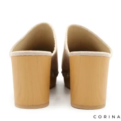 Zueco madera tachas beige